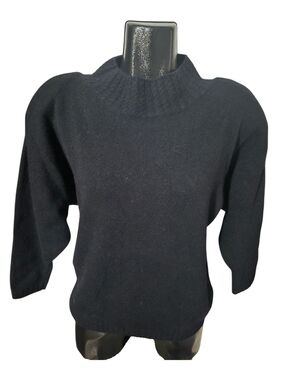 Vintage Touch Stone Lambswool Angora Blend Black Mock Neck Boxy Fit Sweater L